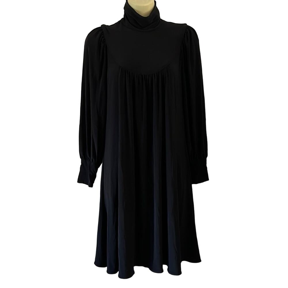 Nine West Dress Black Knit Dress Woman Size 4 Long Sleeve High Neck Classy